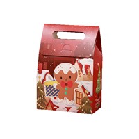 Boîte cadeau de Noël en papier avec impression de dessin animé du Père Noël et de son traîneau, pour bonbons, biscuits et cadeaux pour enfants