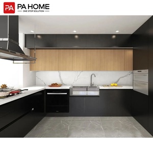 Nhà sản xuất PA tùy chỉnh thiết kế mô-đun cổ điển Shaker đồ nội thất nhỏ vương miện đúc tủ bếp màu đen - Product Image 5