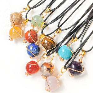 Wowei - Collar con Colgante de Bola de Amatista de la Serie Nueve Planetas, <span class=keywords><strong>Piedra</strong></span> Semipreciosa Pulida, con Ocho Planetas Entrelazados - Product Image 3