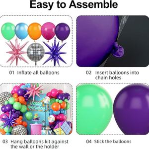 Kit de Guirnalda de Globos para Fiesta Disco, 104 Piezas, Tema Retro Rock de los 80s y 90s, Juego de Globos de Látex Coloridos, Decoraciones para Fiesta de Graduación - Product Image 3