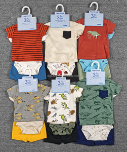 Abbigliamento Estivo per Bambini da 0 a <span class=keywords><strong>12</strong></span> <span class=keywords><strong>Mesi</strong></span>, Set 3 Pezzi: Body a Maniche Corte con Collo Tondo + Pantaloni con Stampa e Ricamo, Stile Europeo/Americano - Product Image 5