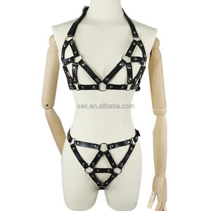 SacKnove 50159 baru 2 buah Set Bdsm kulit <span class=keywords><strong>Bondage</strong></span> GearBelt mode seksi seluruh tubuh Lingerie mainan seks pengikat wanita - Product Image 6