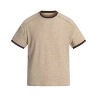 T-shirts personnalisés avec logo, T-shirt texturé à manches courtes, Haut color block, T-shirts coupe droite à épaules tombantes, OEM