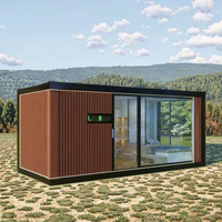Mini maison miniature de 20 pieds Cabine de bureau modulaire Maison préfabriquée avec mur de verre Cabine Apple Conteneur détachable en acier