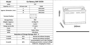 SMF 55559 공장 가격 12v 55ah 무보수 자동차 배터리 - Product Image 2