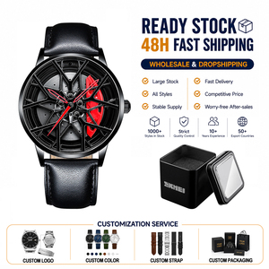 Montre à quartz pour homme avec boîtier en alliage personnalisé, cadran à aiguilles en cristal <span class=keywords><strong>saphir</strong></span>, design de <span class=keywords><strong>disque</strong></span> de frein 3D creux, cadran rotatif, étanche - Product Image 1
