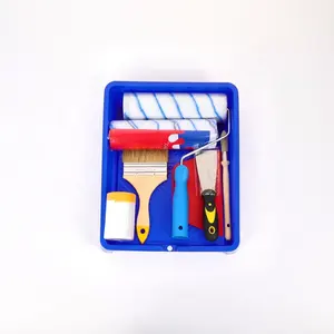 9" Blue Roller Tray Set Blue Stripe Polyester Roller Brush Putty Knife Paint Brush