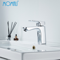 Grifo de Lavabo Contemporáneo Momali de Latón con Cartucho Cerámico, Monomando de Agua Fría y Caliente para Montaje en Encimera