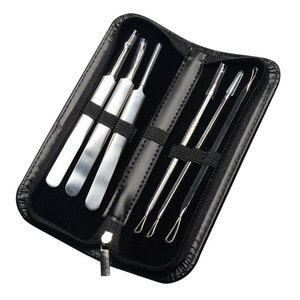 Set di 6 Strumenti per la Rimozione dei Punti Neri in Acciaio Inossidabile, Kit per l'Estrazione di Brufoli e Imperfezioni, Set di Strumenti per la Cura del Viso - Product Image 1