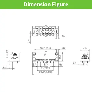 Double Rows Plug Male Terminal Blocks With Nut Of Wire Connectors For Pcb 3.5mm Pitch 8A