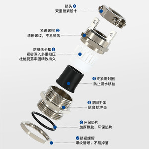 Metal Double Locking Waterproof <b>Cable</b> Gland M12 IP68 Brass Anti Loosening Connector For Low Voltage Applications - Product Image 1