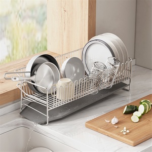 Stainless Steel Kitchen Towel <b>Rack</b> Countertop Two-layer Drain <b>Rack</b> Sink Side Diversion Drain Tableware Collection Non-folding - Product Image 2