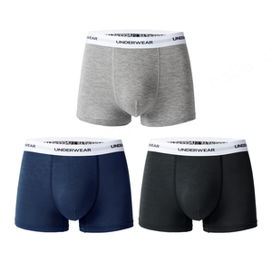 Calzoncillos bóxer de talla grande para hombre de nuevo diseño, tejido de punto elástico cómodo, característica transpirable de tiro medio de Color sólido - Product Image 3