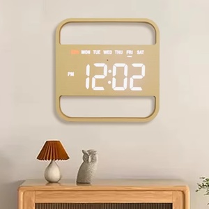 EMAF Light Sensing <strong>Clock</strong> Bamboo Products Wood Room Decoration Items Madera Duvar Saati Wooden Alarm <strong>Clock</strong> LED Digital Wall <strong>Clock</strong> - Product Image 1