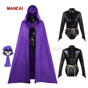 Mono de lujo capa Halloween Cosplay mamelucos carnaval adolescente mujer Sexy Anime disfraz púrpura capa Titans TV película disfraces - Product Image 1