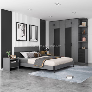 Economical Compact Complete Bedroom Sets Wooden Bed Wardrobe Dressing Table & TV Stand for <b>Small</b> Spaces Studio Apartments - Product Image 1