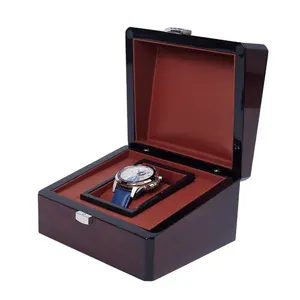 Caja de exhibición de almacenamiento de alta calidad caja de reloj interior de cuero PU de gama alta de madera