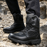 Bottes tactiques pour hommes personnalisées en usine, en cuir de vache, imperméables, absorbant les chocs, pour la randonnée dans le désert
