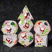 Ensemble de dés en résine décoratifs de Noël, 7 pièces, dés polyédriques pour jeux de société, cadeaux pour les fêtes de famille