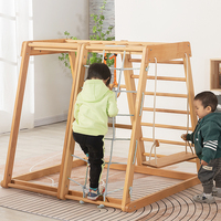 Structure d'escalade pour enfants en bois massif, aire de jeux familiale intérieure, petite aire de jeux pour bébés, combinaison toboggan et balançoire, château espiègle