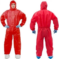 Combinaisons jetables antistatiques imperméables en tissu PE SMS avec capuche, ensemble de 5 pièces, 50 GSM, légères, fermeture éclair avant, chevilles élastiques