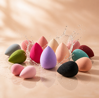 Éponge de maquillage en polyuréthane hydrophile, forme goutte d'eau, coupe oblique, pour coussin d'air, emballage individuel
