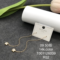 Anting-anting Grosir XUPING, Anting-anting Wanita Model Rantai Gantung Kristal CZ Geometris Hati Bunga, Anting-anting Lapis Emas