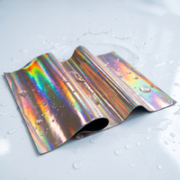 Tissu PU holographique laser, feuilles de similicuir laserables, feuilles de similicuir laser avec adhésif