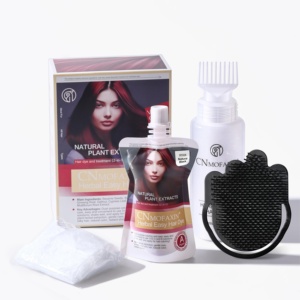 Crema de Tinte para el Cabello Herbal Orgánica Natural Premium (Negro Marrón), Fórmula Nutritiva Semipermanente, 60ml*2, GMPC ISO 22716 - Product Image 1