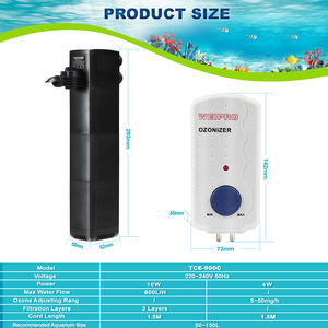 WEIPRO débit d'eau réglable filtre de réservoir de poissons d'aquarium submersible interne et générateur d'ozone pour eau verte eau trouble - Product Image 4