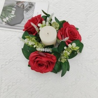22cm Kerzenringe mit Künstlichen Rosen, Eukalyptus-Blätterkränze für Hochzeiten, Tischdekoration, Bankett-Tische und Türverzierungen