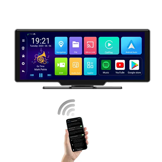 10.26" Android 12 Portable Carplay Android Auto 4+64g/2+32g Gps Wifi Bt Fm Radio Portable Carplay Screen