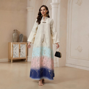 Vestido largo Abaya <span class=keywords><strong>de</strong></span> jacquard <span class=keywords><strong>de</strong></span> alta gama, estilo OEM/ODM, tela Nidha, elegante, <span class=keywords><strong>de</strong></span> alta calidad, estilo gulfí, ropa modesta, para Ramadán. - Product Image 2