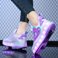 Nouveauté Chaussures de roller sportives en cuir pour garçons et filles avec 2 roues
