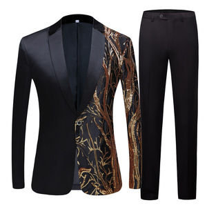 Superventas, traje de rendimiento de seda de alta calidad <span class=keywords><strong>con</strong></span> lentejuelas y un solo botón, traje de chaqueta para <span class=keywords><strong>hombre</strong></span>, moda Sehe - Product Image 2