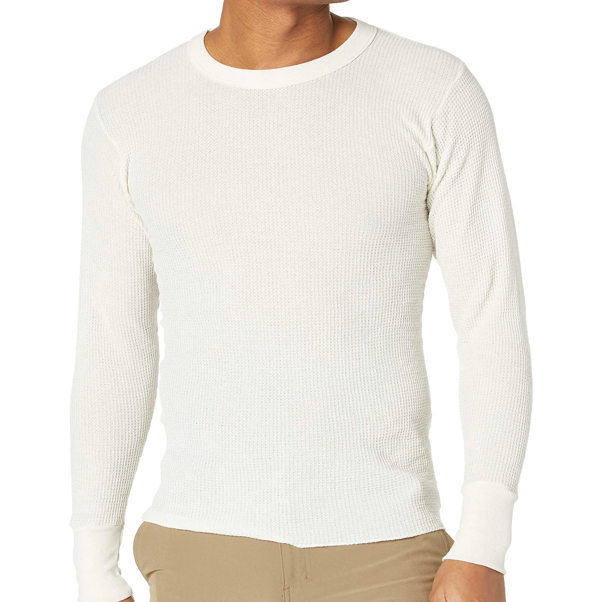 Cotton Polyester Waffle Fabric Thermal Shirt Traditional Long Johns Thermal Long Sleeve Men's