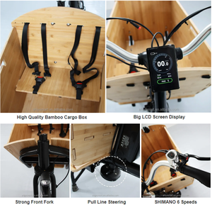 Trimotos bicicleta eléctrica de carga para adultos usada para la familia Triciclo de 2 ruedas Bakfiets <span class=keywords><strong>caja</strong></span> de bicicleta de carga de dos ruedas - Product Image 4