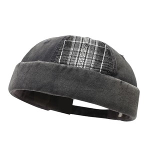 Nouvelle Arrivée 2026 Casquette de baseball sans visière en coton lavé, style rétro à carreaux, avec empiècements, forme gourde, tendance urbaine - Product Image 5