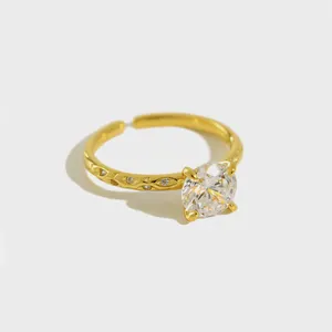 Обручальное кольцо из чистого серебра S925 пробы с 4 зубцами и фианитом, обручальное кольцо с бриллиантом 1 карат, обручальное кольцо с прозрачным фианитом
