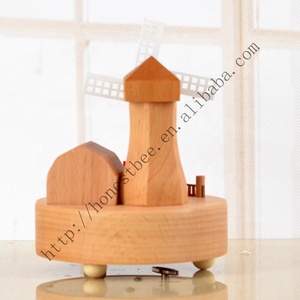 Molino de viento tren de Navidad de madera cajas de música carrusel de los movimientos con la hermosa campiña decoraciones de navidad regalo - Product Image 4