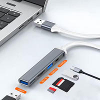 Hub USB 3.0 5 en 1, adaptateur multiport, lecteur de carte SD, alliage d'aluminium, station d'accueil USB haute vitesse pour ordinateur portable Macbook PC