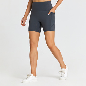 Le plus récent vendeur chaud <span class=keywords><strong>Lulu</strong></span> nu sensation douceur Shorts taille haute poche Shorts de course Gym Fitness Sportswear - Product Image 2