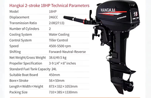 Nouveau Moteur Hors-Bord Thermique Manuel 2 Temps 18 CV à Refroidissement Liquide avec Réservoir de Carburant 24L et Arbre Long pour Petites Embarcations – Vente Directe Usine - Product Image 3