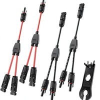 Adaptateur parallèle MC4Y de type Y pour panneaux solaires photovoltaïques, étanche, 2-en-1, 12-24V, avec connecteur Y à fils rouges et noirs, vente en gros