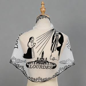 Châle Hijab Respirant pour Cérémonie Religieuse et Usage Quotidien Écharpe Triangulaire pour Femme avec Motif Brodé de la Vierge Marie <span class=keywords><strong>Catholique</strong></span> - Product Image 2