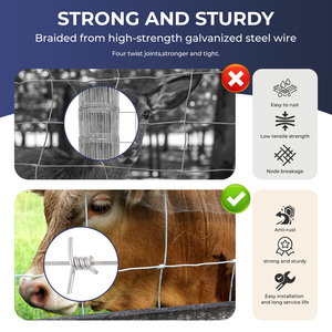 Woven <b>Wire</b> <b>Mesh</b> Roll Square Hole 14GA Galvanized Iron Fence <b>Mesh</b> for Cattle Sheep Goat Livestock - Product Image 2