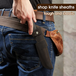Brown <b>Leather</b> Knife Sheath with Button Closure Universal <b>Tool</b> Storage Bag Handmade <b>Leather</b> Sheath for Fixed Blade Hunting Knives - Product Image 2