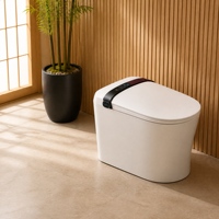 WC intelligent monobloc avec chasse d'eau automatique par capteur, à poser au sol, siphon en P/S, cuvette de salle de bain, siège chauffant