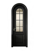 Puerta Interior Arqueada de Estilo Francés Negra de Alta Calidad, Puerta Curva para Dormitorio, Material MDF, Aislamiento Acústico para Apartamento o Villa