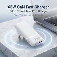 Chargeur mural GaN 65W Type-C PD USB-A QC, adaptateur de voyage portable multi-prises interchangeable, vente en gros